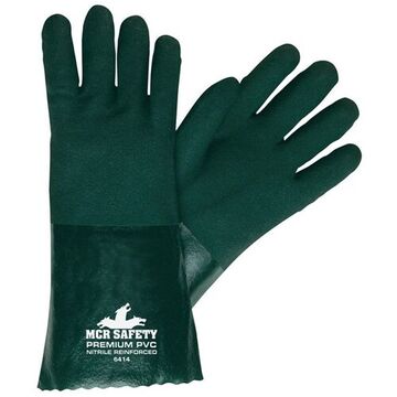 Supported, Dipped Gloves, Green, Wing Thumb, PVC