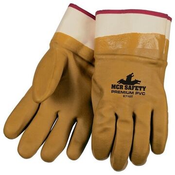 Supported, Dipped Gloves, L, Tan, Wing Thumb, PVC