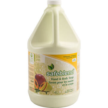 Savon pour les mains et le corps, 4 L, contenant, liquide épais à l'orange, parfum mangue-papaye, orange