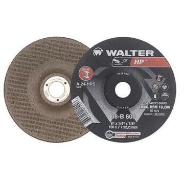 General Purpose Grinding Wheel, 6 in dia, 1/4 in thk, 7/8 in Arbor/Shank, 24 Grit, Aluminum Oxide Abrasive