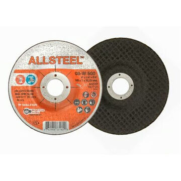 Aggressive Grinding Wheel, 5 in dia, 1/4 in thk, 7/8 in Arbor/Shank, 30 Grit, Aluminum Oxide Abrasive