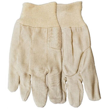 Gants pour hommes, L, paume en coton, blanc, coupe ajustée, toile de coton