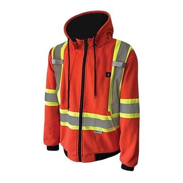 Heated Hoodie, L, Orange, Polyester