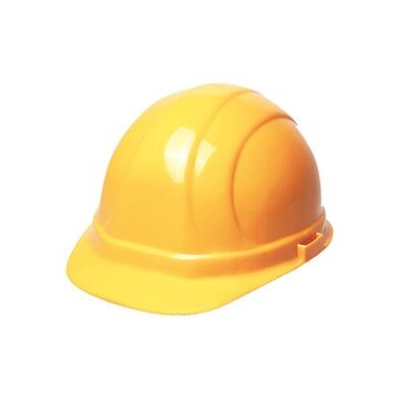 Cap Style Hard Hat, 6-1/2 to 8 in Hat, Yellow, High Density Polyethylene, 4 Point Ratchet, Class E