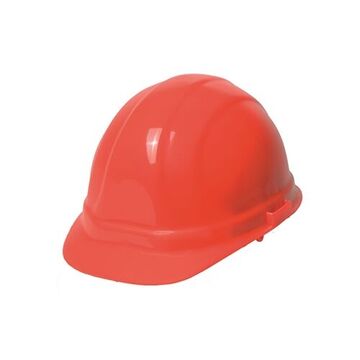 Cap Style Hard Hat, 6-1/2 to 8 in Hat, Hi Viz Orange, High Density Polyethylene, 4 Point Ratchet, Class E