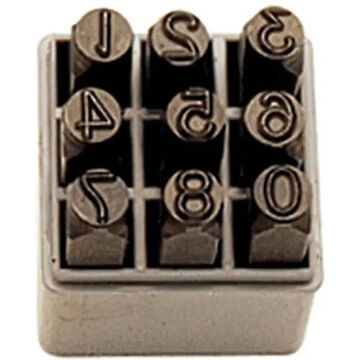 Hand Stamp Set, 1/8 in Character ht, Steel