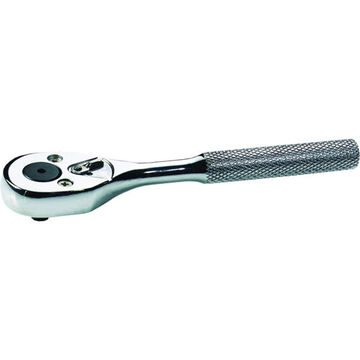 Standard Hand Ratchet, Full Polished, Chrome, 1/4 in Drive, 5 in lg, 24 Geared Teeth, Classic Pear