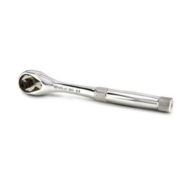 Non-Insulated Hand Ratchet, Full Polish, 1/4 in Drive, 5-11/16 in lg, 45 Geared Teeth, Pear