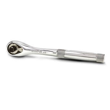 Non-Insulated Hand Ratchet, Full Polish, 1/4 in Drive, 6-11/16 in lg, 45 Geared Teeth, Pear