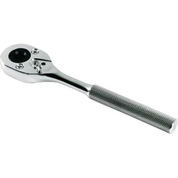 Non-Insulated Hand Ratchet, Full Polish, 3/8 in Drive, 7 in lg, 24 Geared Teeth, Pear