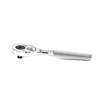 Non-Insulated Hand Ratchet, Full Polish, 3/8 in Drive, 7 in lg, 24 Geared Teeth, Pear