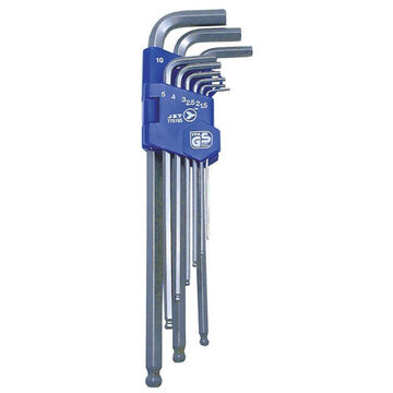 Ball Nose Hex Key Set, 9 Pieces, S2 Alloy Steel, Bright