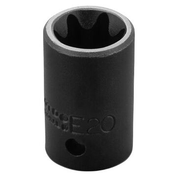 Impact Drive Socket, E20 Socket, 1/2 in Drive, 1-1/2 in lg, Alloy Steel