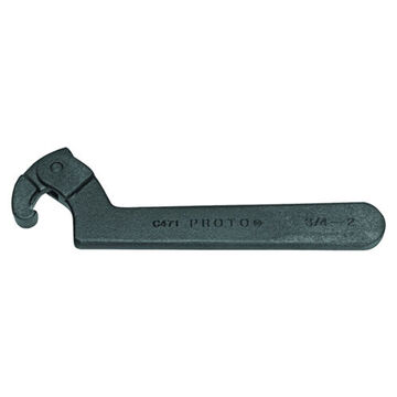 Adjustable Hook Spanner Wrench, Flat Plain Grip, 12-1/8 in lg, 4-1/2 to 6-1/4 in