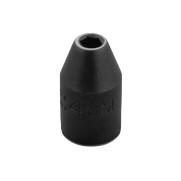 Standard Length Impact Socket, 4 mm Socket, 1/4 in Drive, 7/8 in lg, Alloy Steel