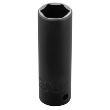 Deep Length, Thin Wall Impact Socket, 13 mm Socket, 3/8 in Drive, 2 in lg, Alloy Steel