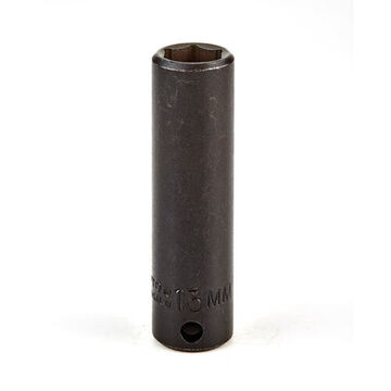Deep Length Impact Socket, 13 mm Socket, 3/8 in Drive, 69.9 mm lg, Alloy Steel