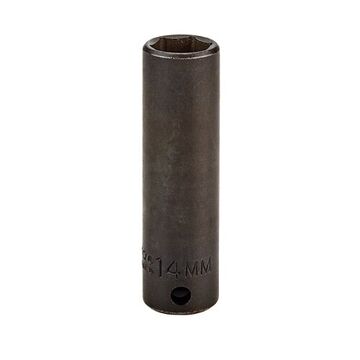 Deep Length Impact Socket, 14 mm Socket, 3/8 in Drive, 69.9 mm lg, Alloy Steel