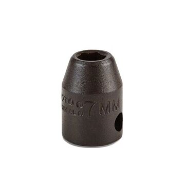 Standard Length Impact Socket, 7 mm Socket, 3/8 in Drive, 59/64 in lg, Alloy Steel