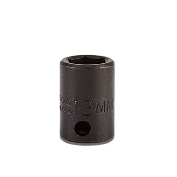 Douille à chocs de longueur standard, douille de 12 mm, entraînement 3/8 pouce, 26.2 mm lg, acier allié