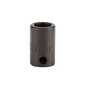 Standard Length Impact Socket, 7/16 in Socket, 3/8 in Drive, 1-3/32 in lg, Alloy Steel