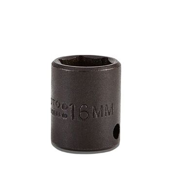 Standard Length Impact Socket, 16 mm Socket, 3/8 in Drive, 1-3/32 in lg, Alloy Steel