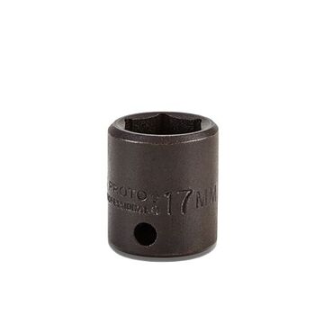 Standard Length Impact Socket, 17 mm Socket, 3/8 in Drive, 1-3/32 in lg, Alloy Steel