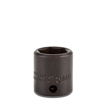 Standard Length Impact Socket, 18 mm Socket, 3/8 in Drive, 1-3/32 in lg, Alloy Steel