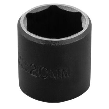 Standard Length Impact Socket, 20 mm Socket, 3/8 in Drive, 1-3/32 in lg, Alloy Steel