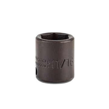Standard Length Impact Socket, 11/16 in Socket, 3/8 in Drive, 1-3/32 in lg, Alloy Steel
