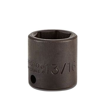 Standard Length Impact Socket, 13/16 in Socket, 3/8 in Drive, 1-7/32 in lg, Alloy Steel