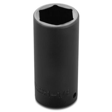 Impact Socket Deep Length, 1-1/8 In Socket, 1/2 In Drive, 3-1/2 In Lg, Alloy Steel