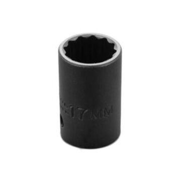 Deep Length Impact Socket, 17 mm Socket, 1/2 in Drive, 1-1/2 in lg, Alloy Steel