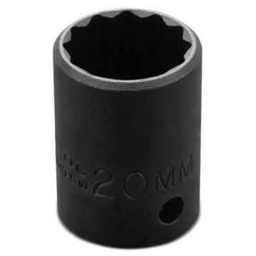 Deep Length Impact Socket, 20 mm Socket, 1/2 in Drive, 38.1 mm lg, Alloy Steel