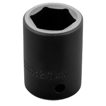 Standard Length Impact Socket, 20 mm Socket, 1/2 in Drive, 1-5/8 in lg, Alloy Steel