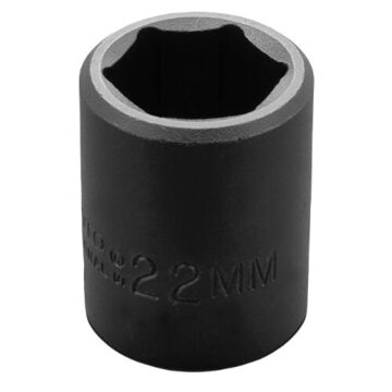 Standard Length Impact Socket, 22 mm Socket, 1/2 in Drive, 41.2 mm lg, Alloy Steel