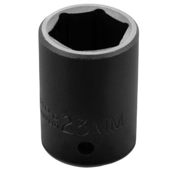 Standard Length Impact Socket, 23 mm Socket, 1/2 in Drive, 41.2 mm lg, Alloy Steel