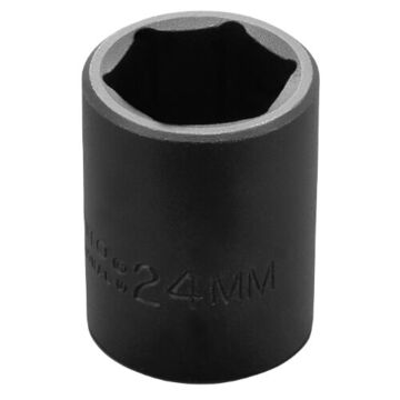 Standard Length Impact Socket, 24 mm Socket, 1/2 in Drive, 41.2 mm lg, Alloy Steel