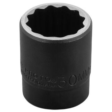 Deep Length Impact Socket, 30 mm Socket, 1/2 in Drive, 50.8 mm lg, Alloy Steel