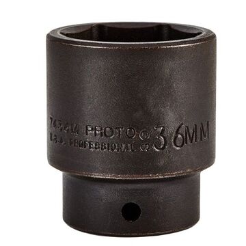 Standard Length Impact Socket, 36 mm Socket, 1/2 in Drive, 50.8 mm lg, Alloy Steel