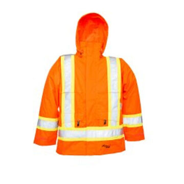 Jacket, Men's, L, Orange, 300D Trilobal Ripstop Polyester/Polyurethane, 43 in Chest