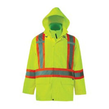 Tri-Zone Jacket and Inner Jacket, Men's, 2XL, Lime Green, 300D Polyester/PVC, 51 in Chest