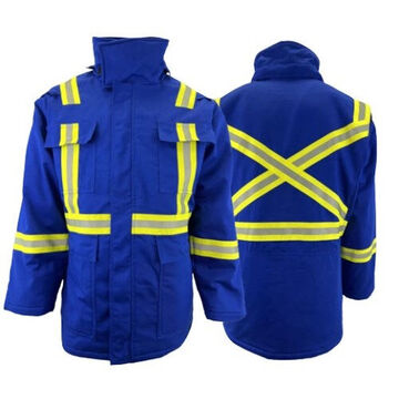 High visibility, Lined, Insulated Jacket, 4XL, Royal Blue, 100% Cotton