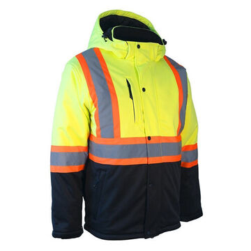 High Visibility Jacket, S, Lime, Polyester, 34 to 36 in Chest