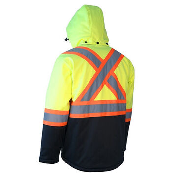High Visibility Jacket, XL, Lime, Polyester, 46 to 48 in Chest