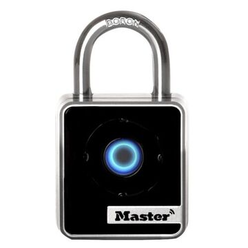 Bluetooth Indoor Padlock, Metal, 1-29/32 in, 1-29/32 in Body ht, 1-5/64 in thk