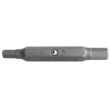 Double End Insert Bit, Hex, 4 to 5 mm Point, 2 in lg, Hex, S2 Steel