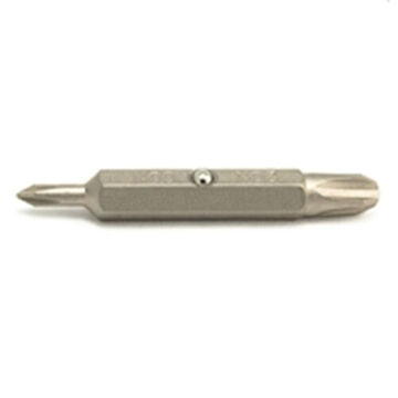 Double End Insert Bit, Phillips, #0 to #3 Point, 2 in lg, Hex, S2 Steel