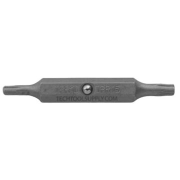 Double Ended Security Bit Insert Bit, Torx-Plus, #10 to #15 Point, 2 in lg, Hex, S2 Steel