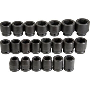 Standard Length Impact Socket Set, 6-Point, 3/4 in Square Drive, 21 Pieces, Alloy Steel, Black Oxide